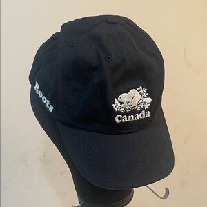 Roots Black Cap with Embroidered Logo